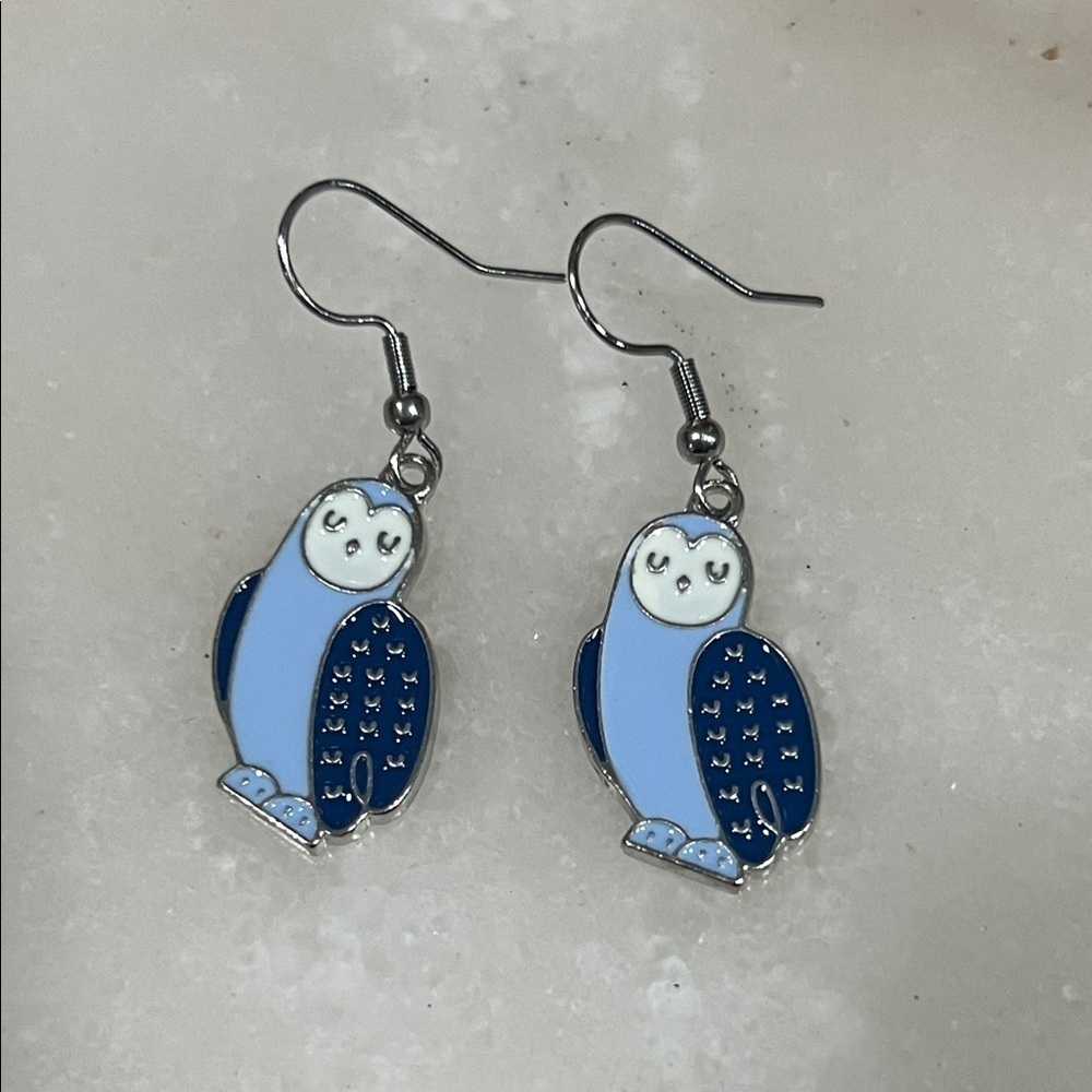 Blue Owl Dangle Earrings